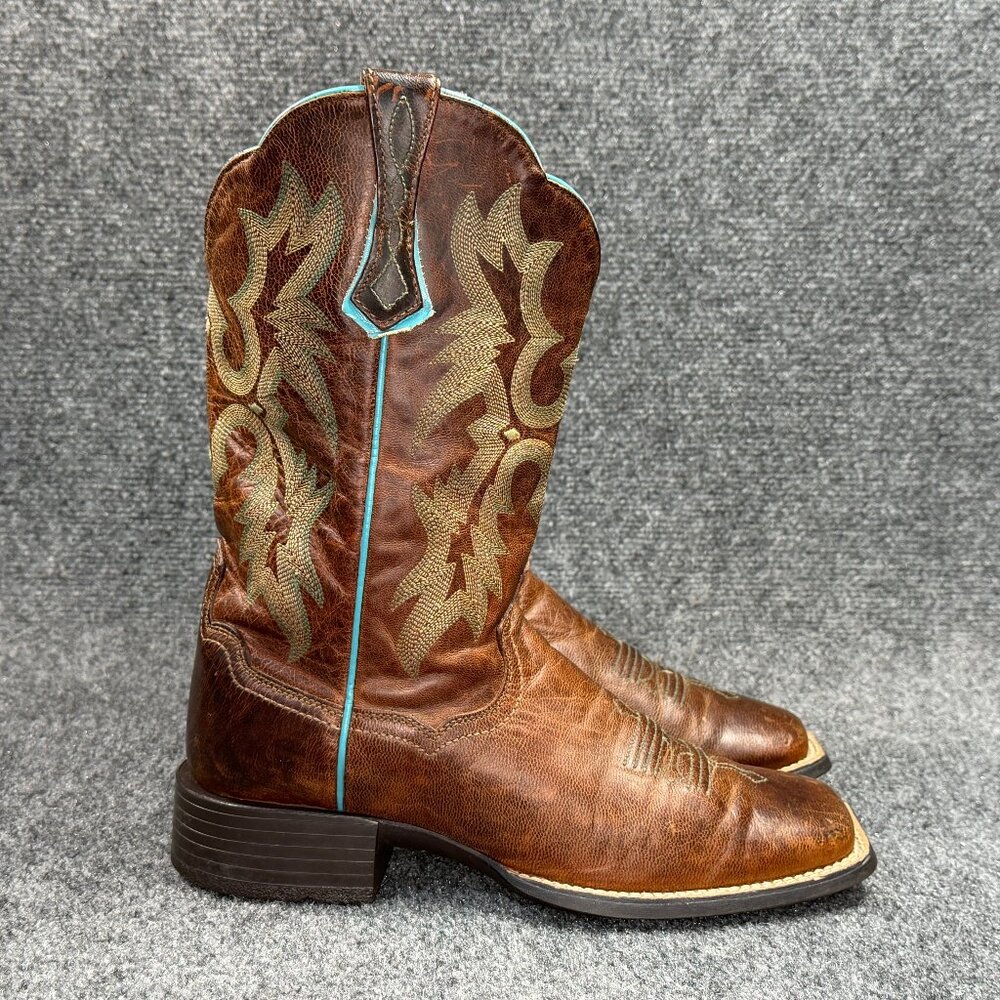Ariat Tombstone Western Boots Women's Size 8 Brown Leather Square Toe Cowboy
